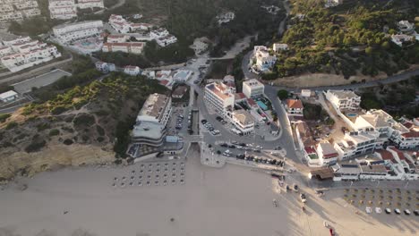 birds eye view of the beachfront in salema, portugal
