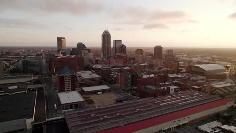 downtown indianapolis, indiana at sunrise