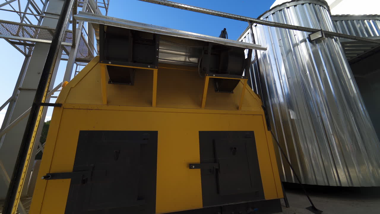 Big modern factory buildings. Agricultural industry building.