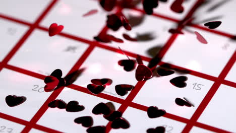 Confeti-De-Corazón-Rojo-Oscuro-Cayendo-Sobre-El-Calendario