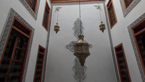 interior of a traditional moroccan house in chefchaouen, morocco, north africa. tracking shot