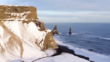 4K-drone,-aerial-cinematic-shots-of-Dramatic-scenery-of-Gerouberg-cliff,-and-Nordic-Sea