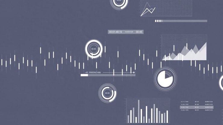Animation of interface with data processing against grey background