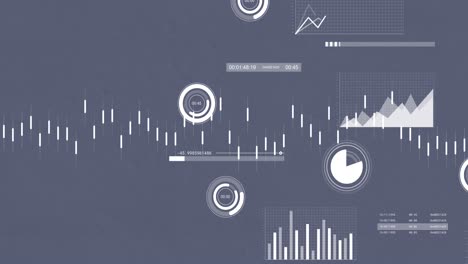 animation of interface with data processing against grey background