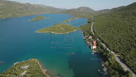 aerial shot of the town of ston in croatia, europe