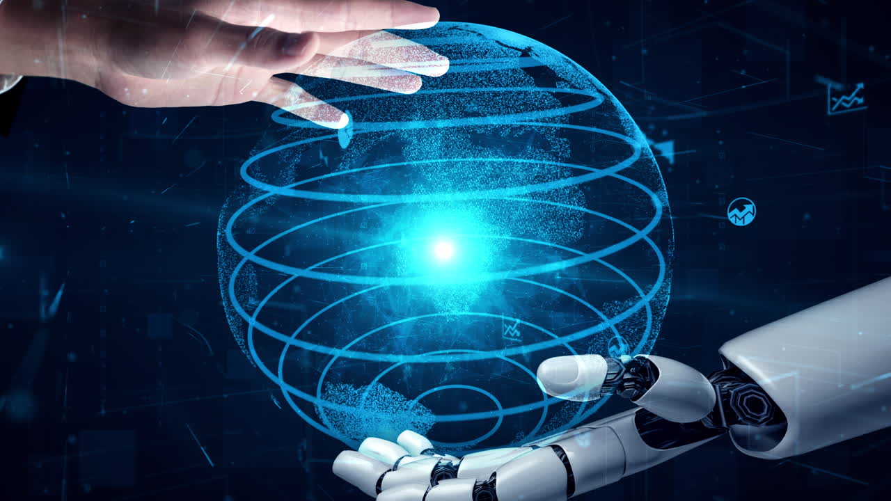 el robot futurista la inteligencia artificial iluminando el concepto de la tecnología ai