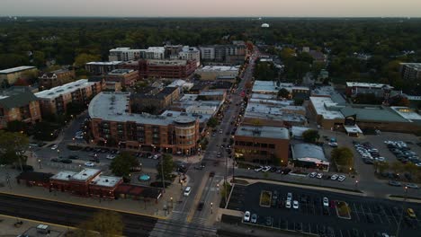 aerial view of a suburb at dusk