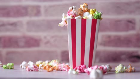 colorful popcorn in a striped box