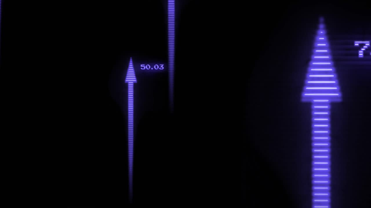 animación de flechas con números en fondo negro