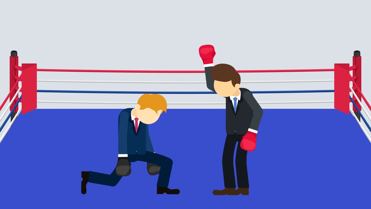 복싱 장갑에서 사업가 전투: 비즈니스 경쟁 개념: 평평한 스타일의 루프 일러스트레이션