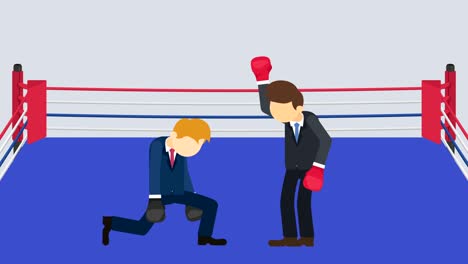 business man battle in boxing gloves. business competition concept. loop illustration in flat style.