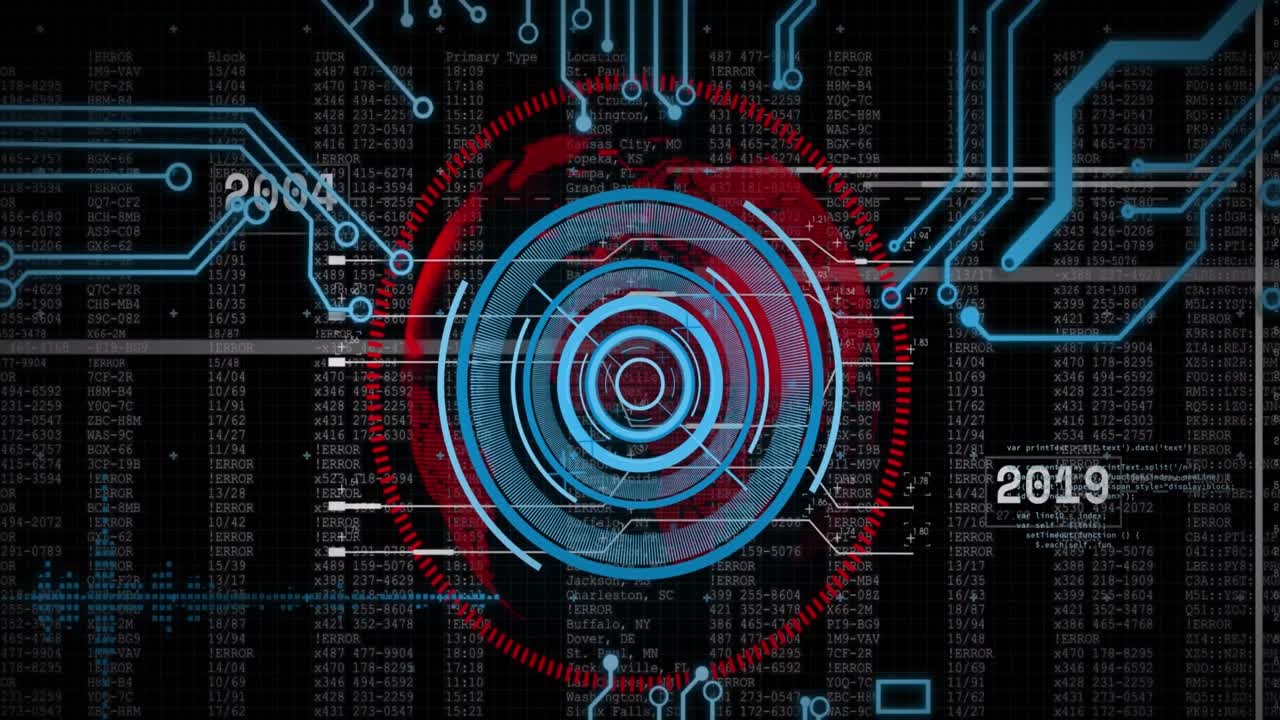 Animation of scope scanning and data processing over computer circuit board