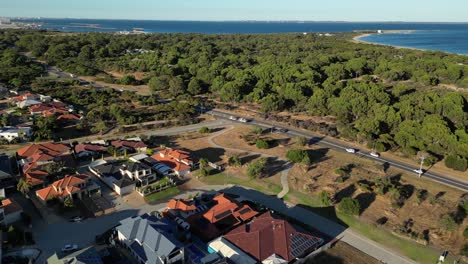 Drone-View-of-a-Residential-Area-in-Perth-City-Suburbs-in-Western-Australia---Panning-Shot