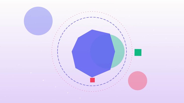 Abstract Motion Graphics with Geometric Shapes and Orbiting Elements