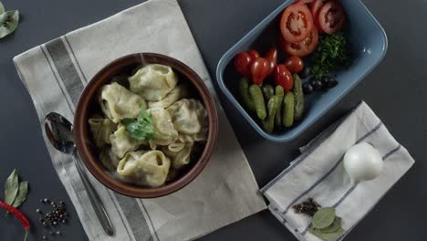 delicious homemade manti with side salad