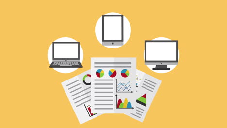 dispositivos electrónicos con documentos estadísticos