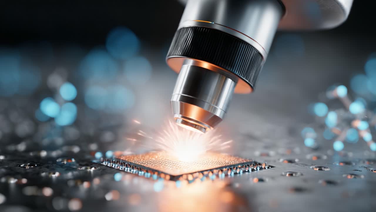 Investigation of Microchip Surface Under Microscope: Exploring Advanced Technology and Microscopic Detail Through Precision Observation
