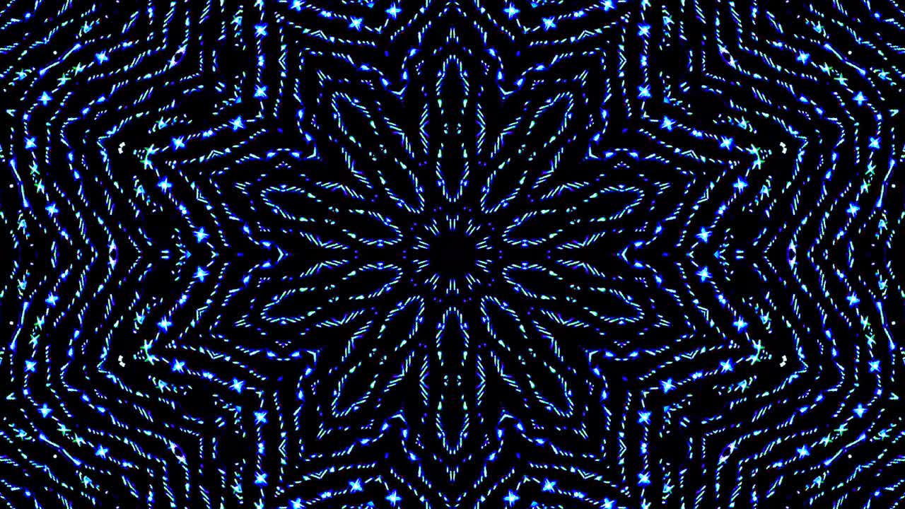 light wave abstract dots set blue color kaleidoscope black background