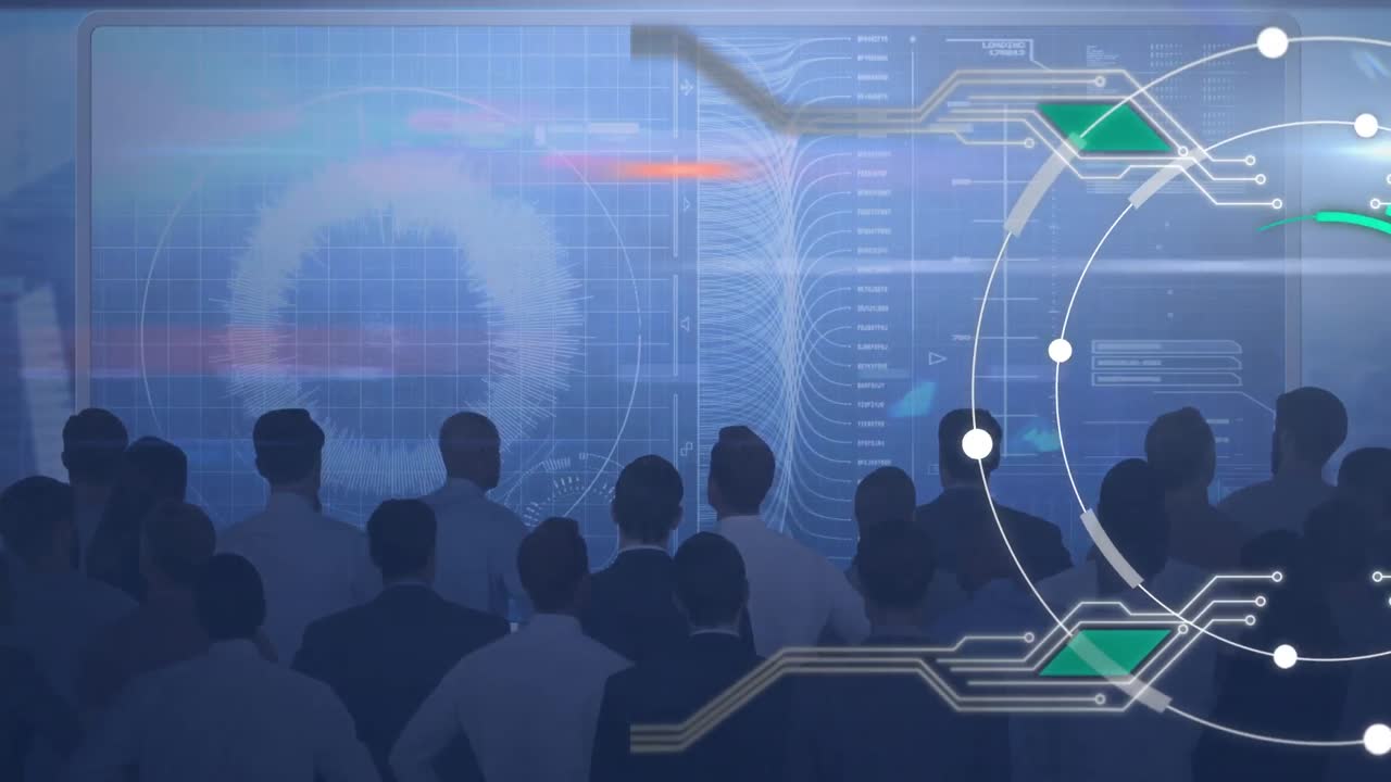 비즈니스 사람들에 대한 디지털 인터페이스의 애니메이션
