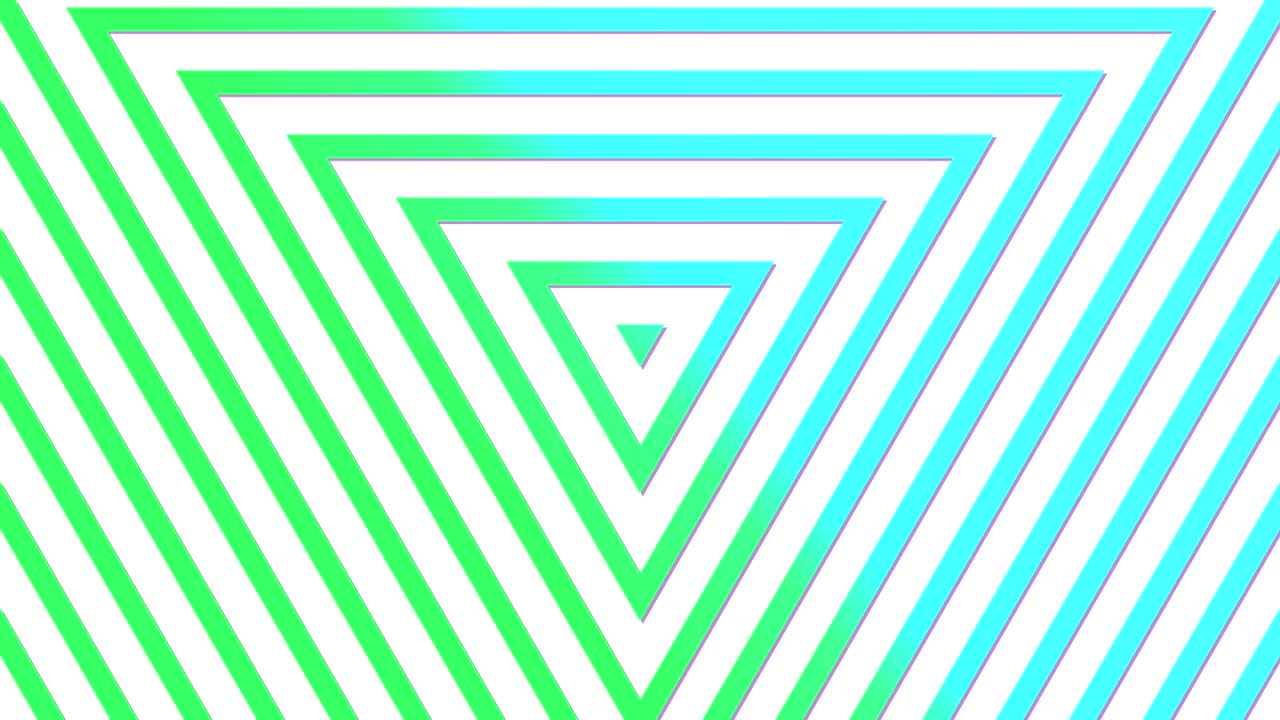 triángulo geométrico de neón movimiento de bucle abstracto fondo verde azul