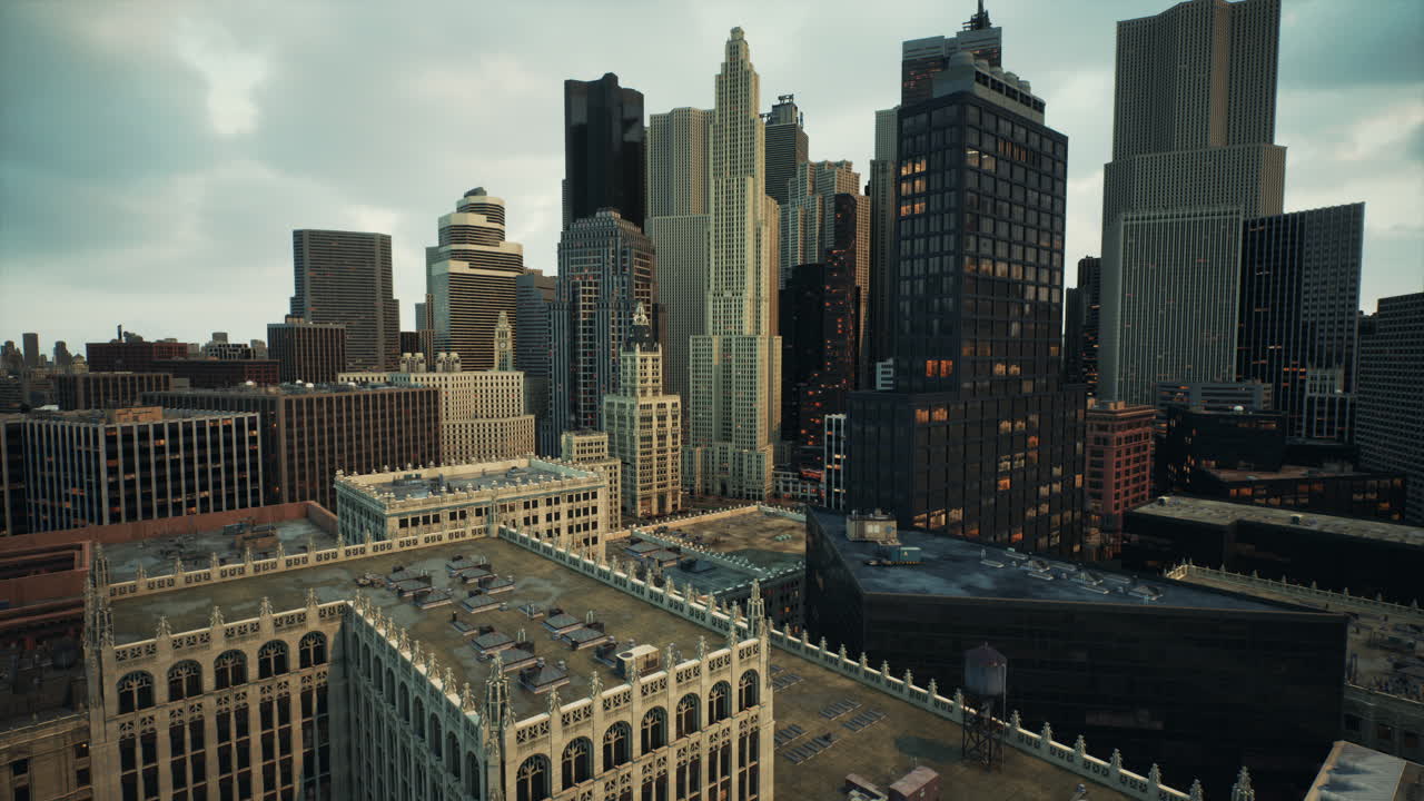 el horizonte de la ciudad de nueva york con rascacielos urbanos