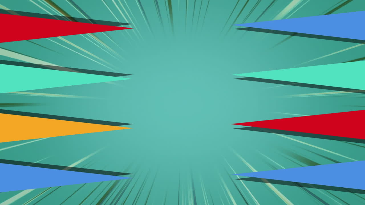 animación de formas en movimiento coloridas sobre fondo verde