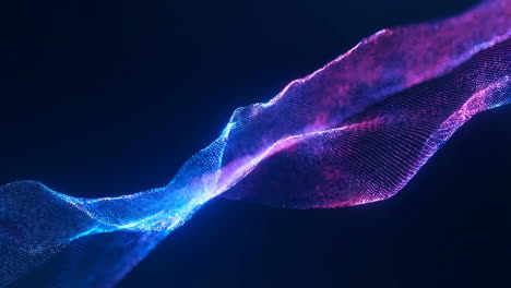 abstract digital wave of particles with blue and pink neon light