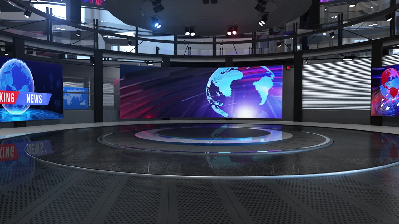 el bucle de fondo del estudio de noticias virtual en 3d