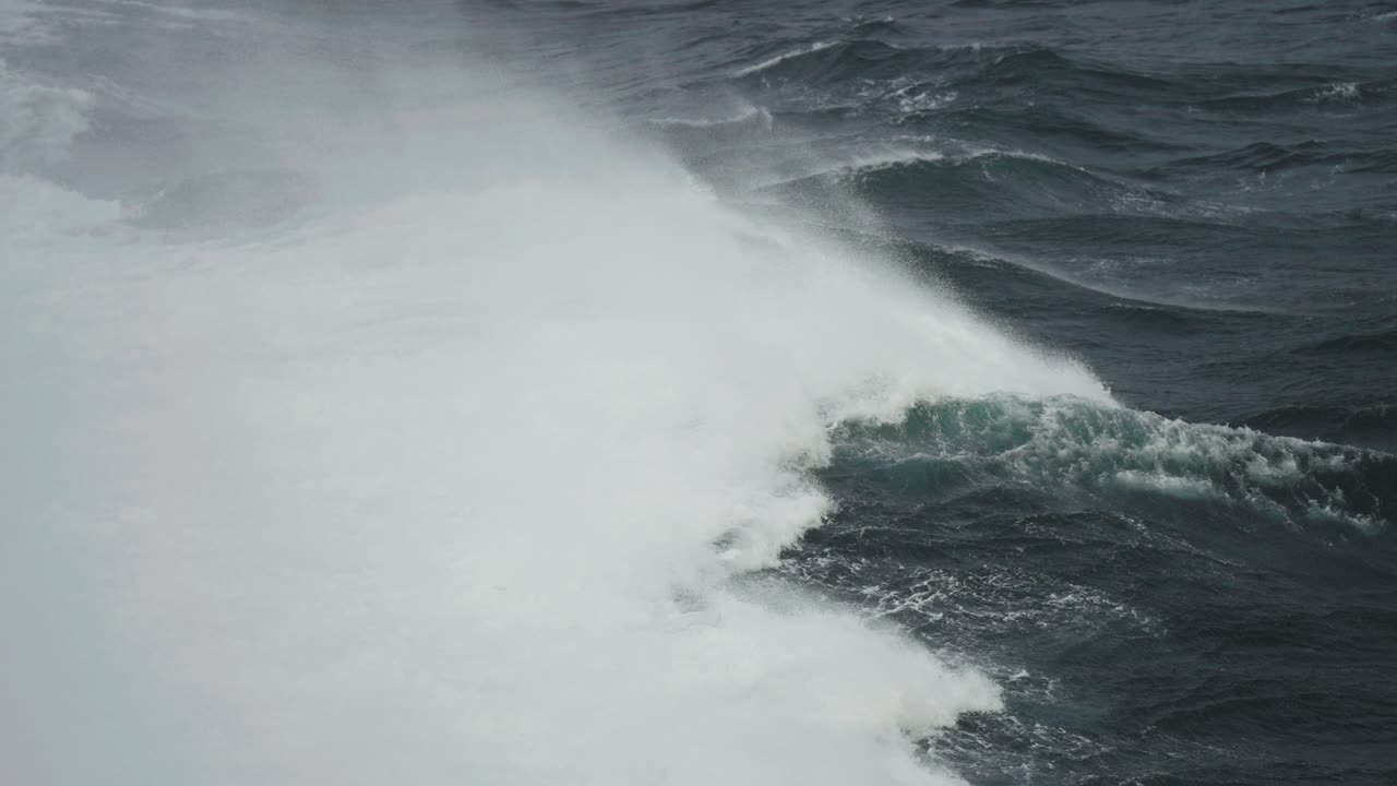 Violent waves in the stormy northern sea