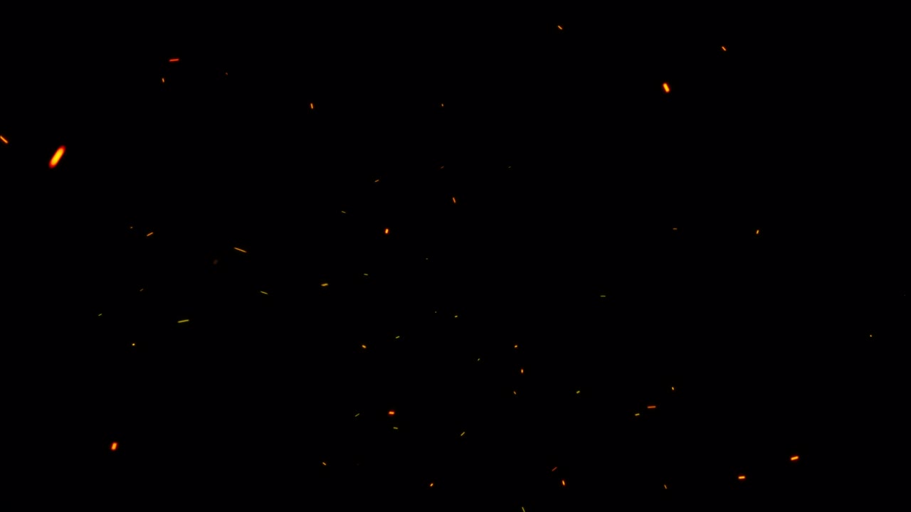 Abstract random glow fire particle dust flowing on black background. Seamless looped 3d animation dust and fiery blue glowing particles flying for screen overlay your cinematic footage.