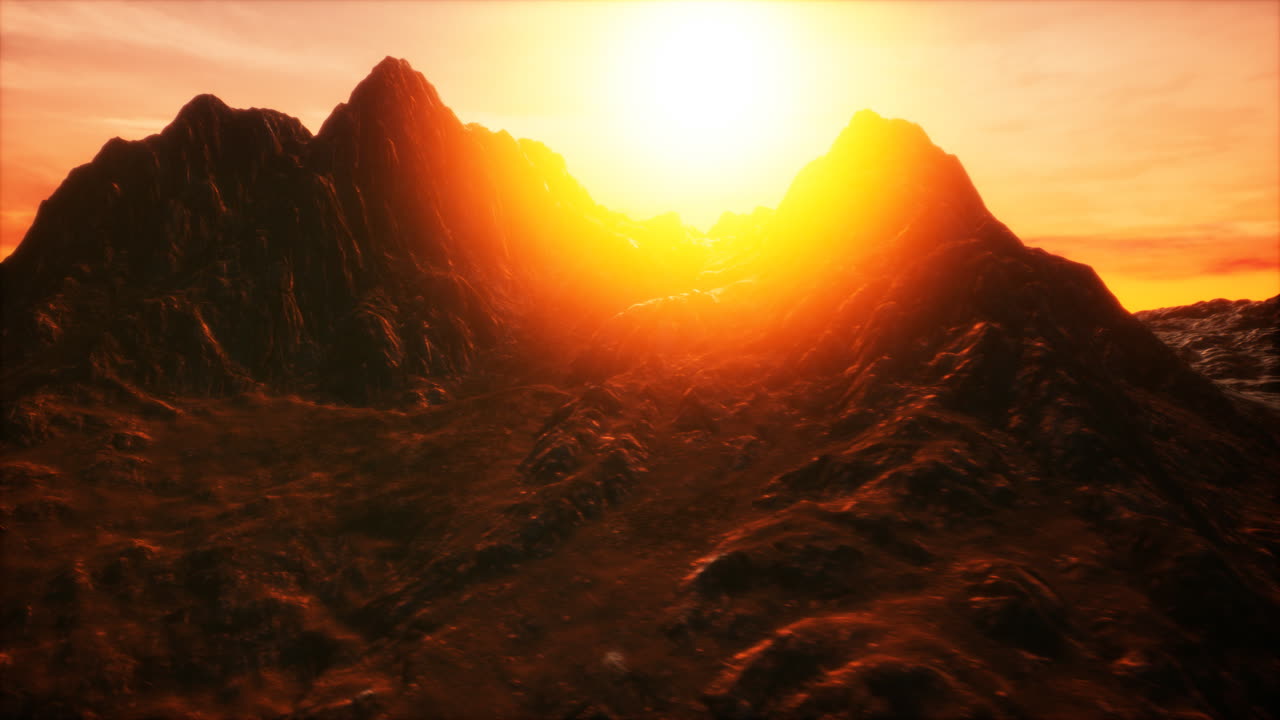 puesta de sol en el valle rocoso