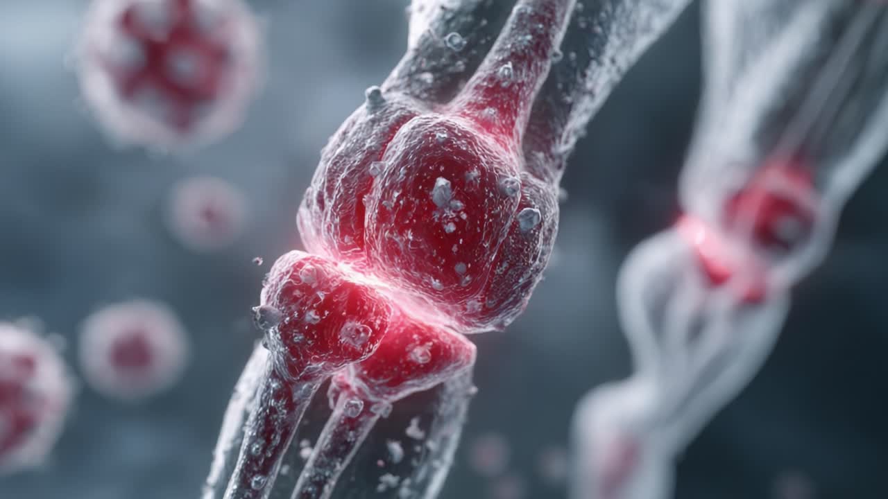 Detailed Visualization of Joint Anatomy Highlighting the Synovial Process, Cartilage Structures, and Biological Elements in Motion Within the Human Joint System