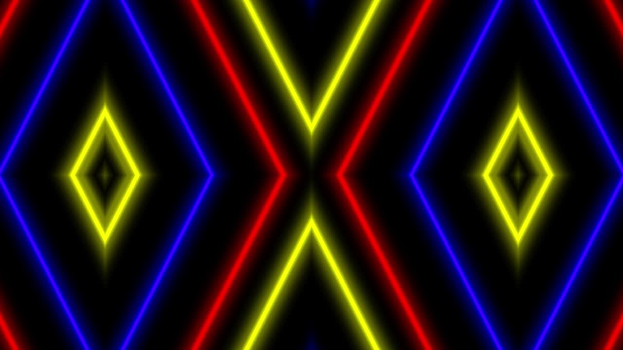 Motion graphics: animazione di illuminazione con motivo geometrico al neon
