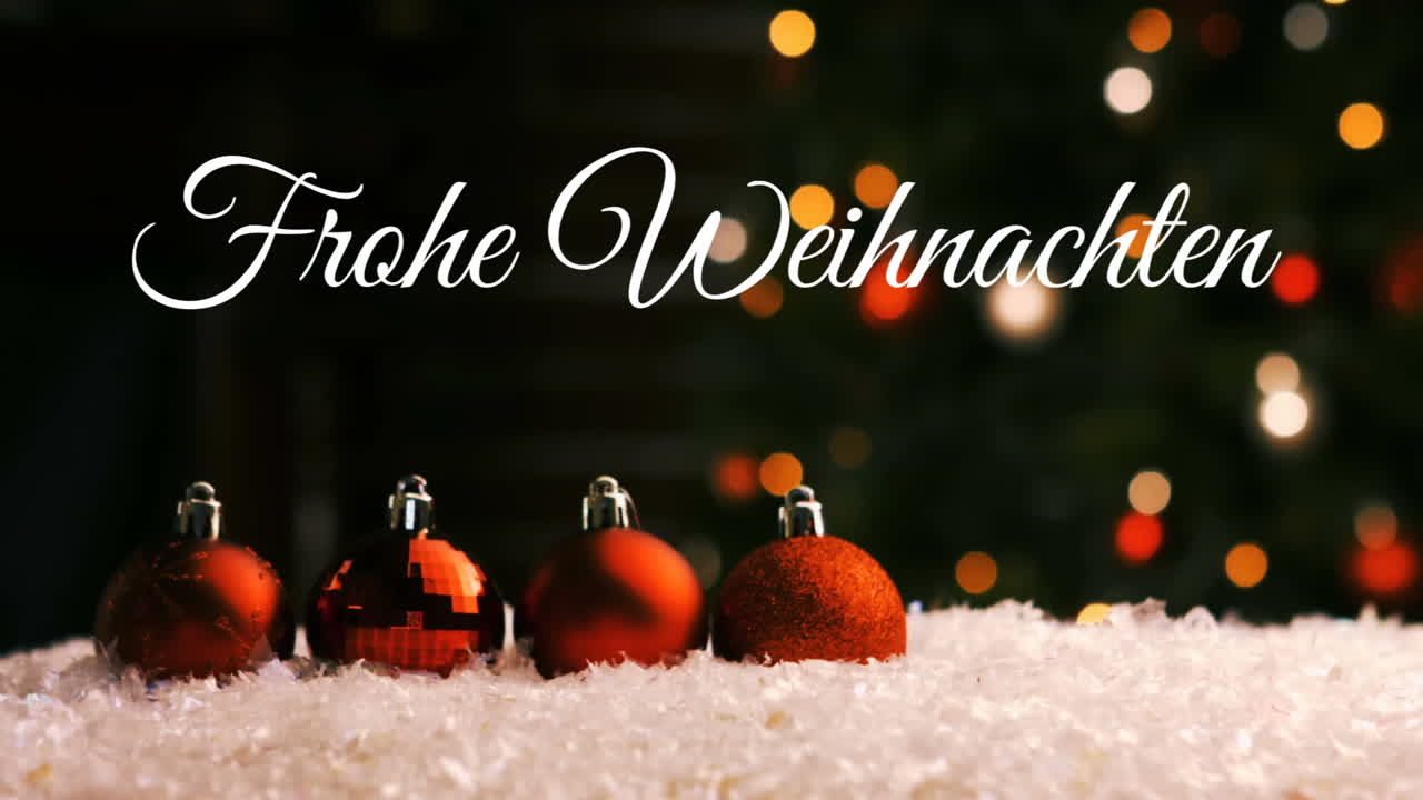 frohe weihnachten escrito sobre las bolas de navidad