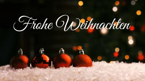 frohe weihnachten written over christmas baubles