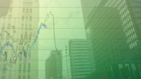 Animación-Del-Procesamiento-De-Datos-Financieros-Frente-A-La-Vista-De-Edificios-Altos