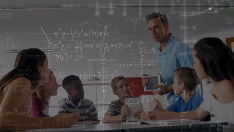 animation of mathematical equations over schoolchildren using tablets