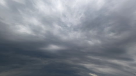 thick dramatic cloudscape spreading in the atmosphere. low angle view on the rainy clouds in the sky. timelapse.
