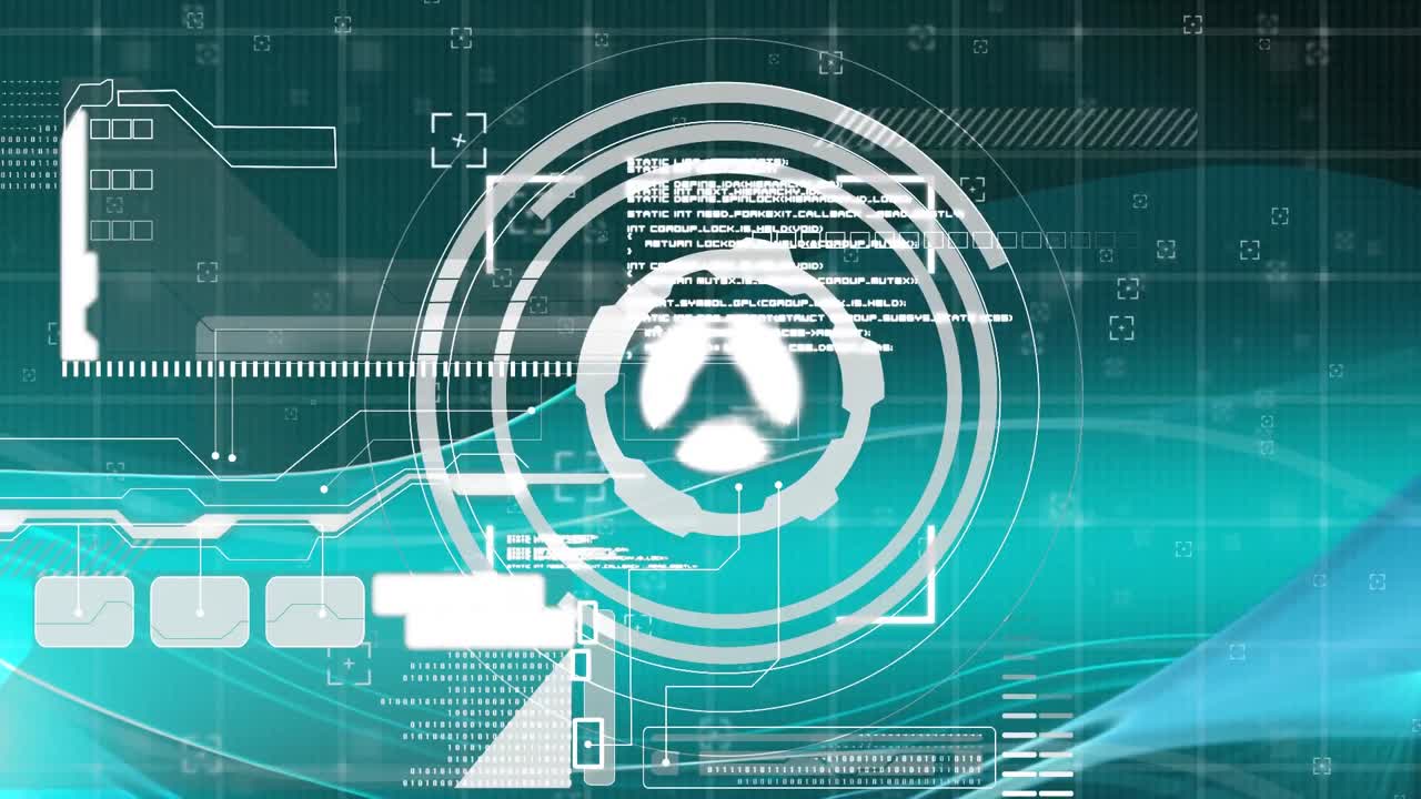 animación del escaneo del alcance y el procesamiento de datos sobre la cuadrícula sobre fondo verde