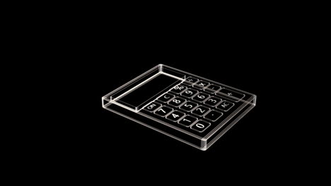 animación del icono de la calculadora moviéndose sobre un fondo negro