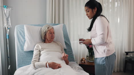 elderly woman receiving care in hospital