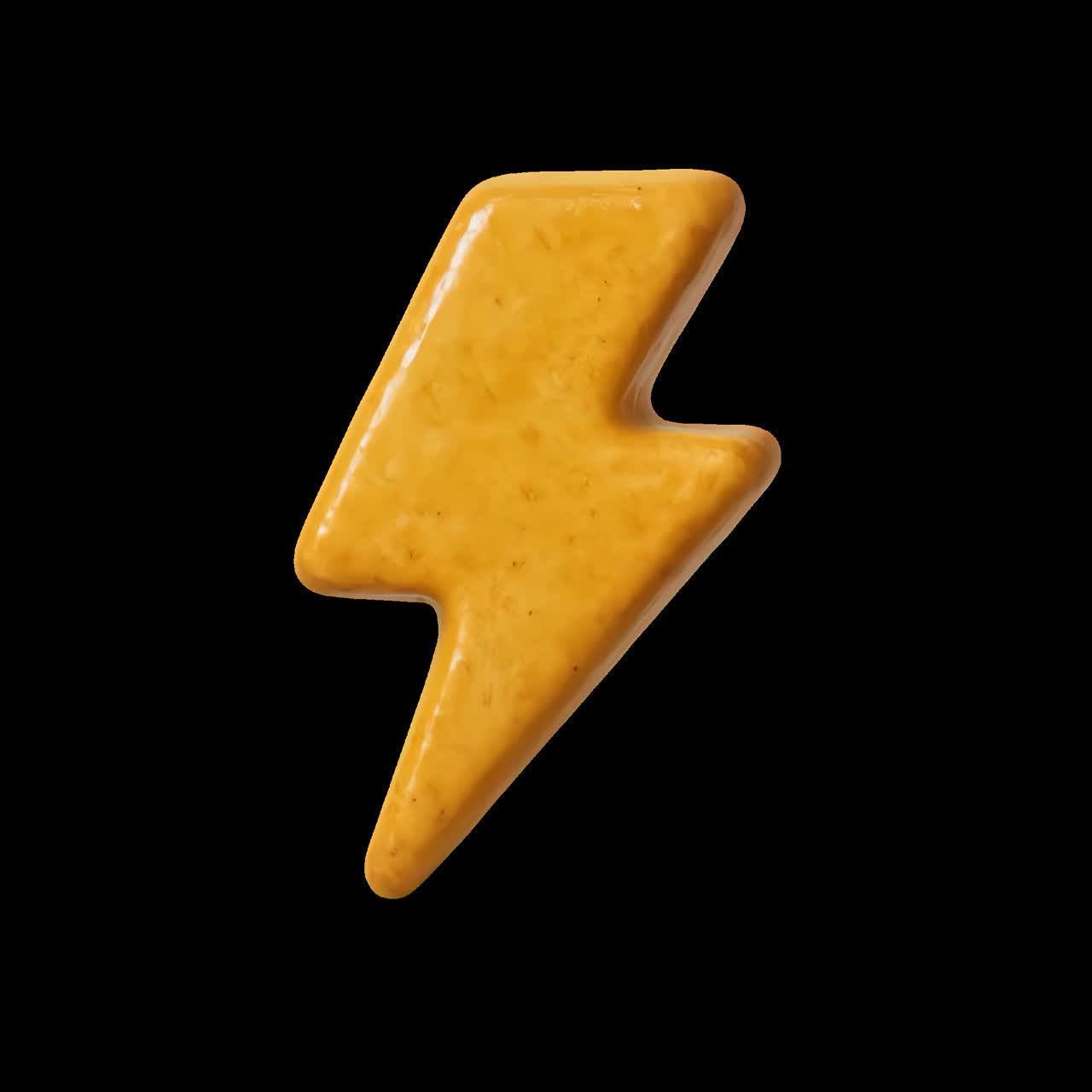 Orange lightning bolt icon animation isolated asset, transparent 4K video, alpha channel, ProRes