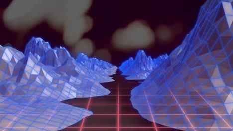 animation of digital mountains over blurred background