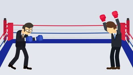 business man battle in boxing gloves. business competition concept. loop illustration in flat style.