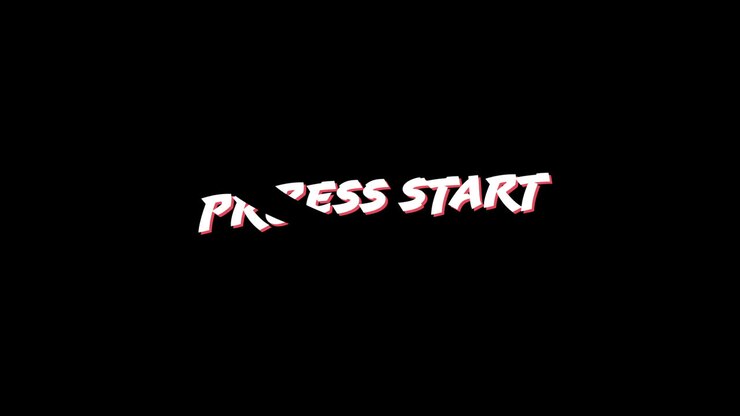 Kata 'press start' tertulis dan dilewati garis merah