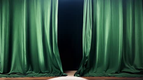 green stage curtains