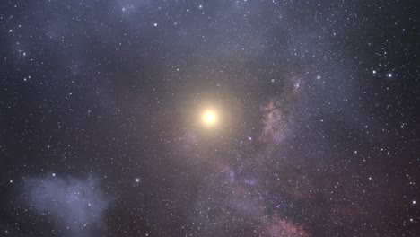 estrella brillante en el centro de una nebulosa en el gran universo