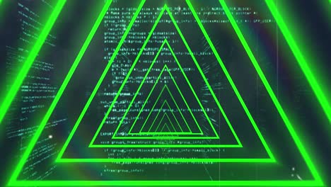Animation-of-green-neon-geometrical-shapes-over-data-processing