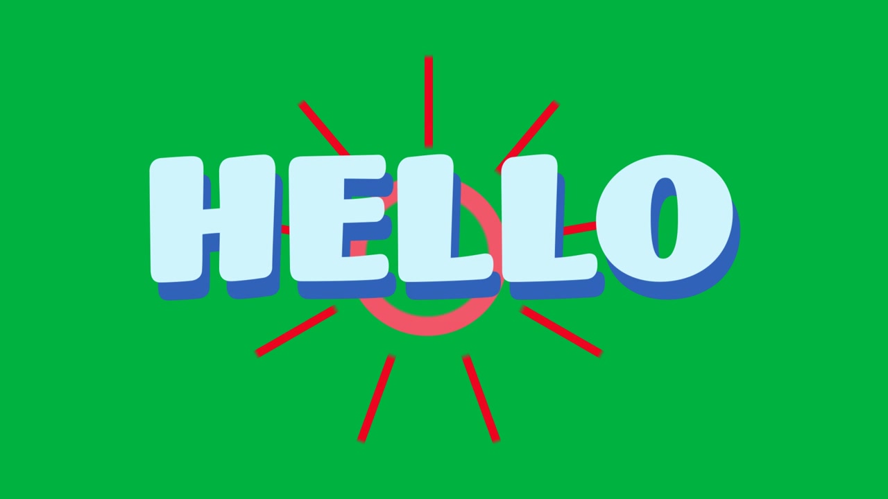 Animated Hello Text Greeting on Green Screen Background