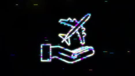 icono de mano de avión, gran diseño para cualquier propósito. avión de papel dibujado a mano. dibujo de línea continua. icono de glitch. gráficos de movimiento.